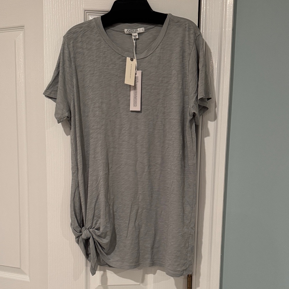 Stateside Light Gray Short Sleeve Top with Side Knot
